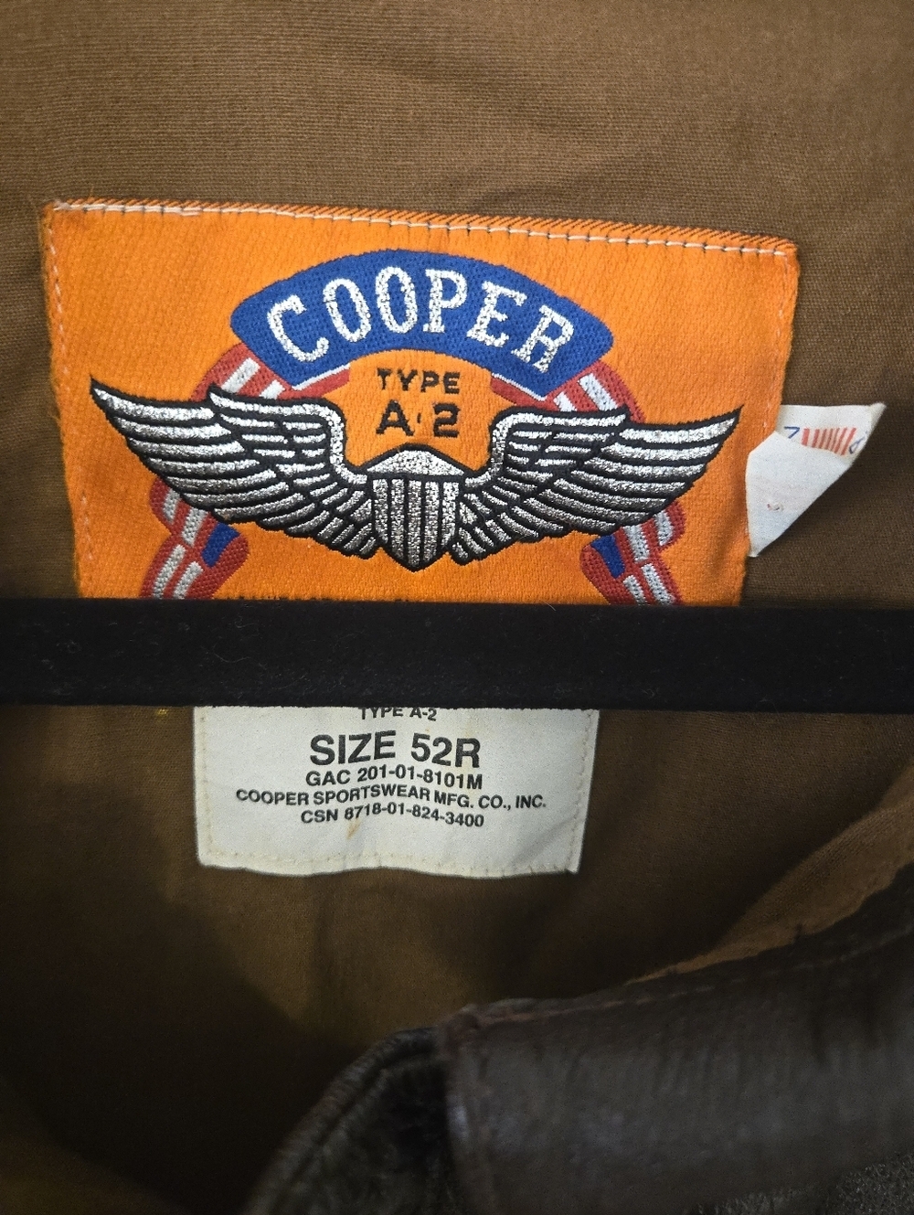 Vintage Cooper Type A-2 Usaf Brown Leather Bomber Pil… - Gem